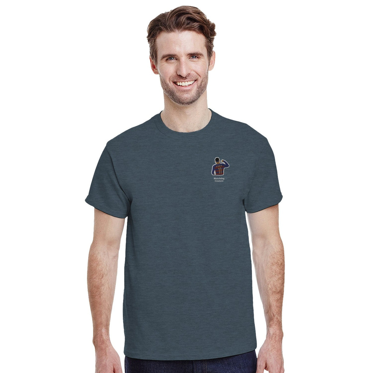 "Neymar at Barça" Embroidered Tee - Dark Heather - Footballshirt.online